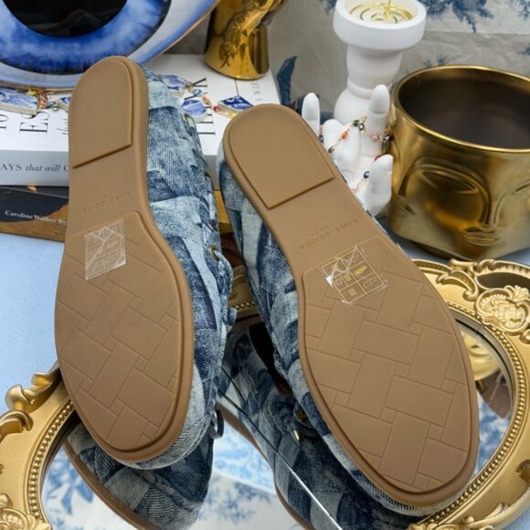 🆕 KURT GEIGER LONDON 🧿 NWOT Eagle Moccasins, Denim Patchwork Sz EU37 US 7 - Picture 15 of 16